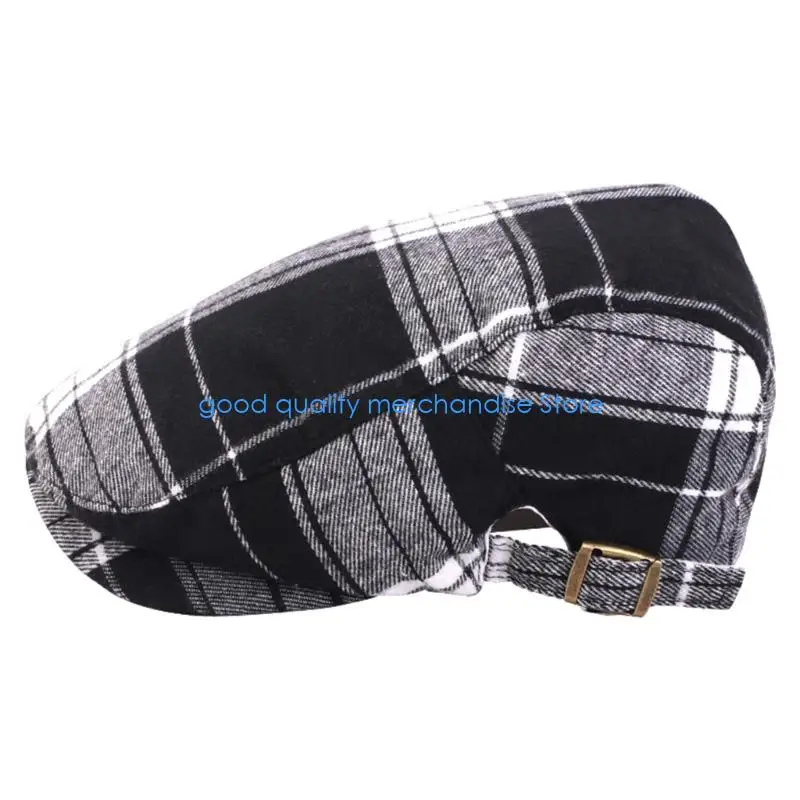 

Y5JD Винтажный британский клетчатый берет, хлопковый унисекс, дизайн для повседневного наряда