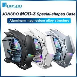 JONSBO MOD-3 Special-shaped Case All Aluminum Tempered Glass E-sports Mecha Theme Chassis E-ATX Motherboard 360 Water-cooled