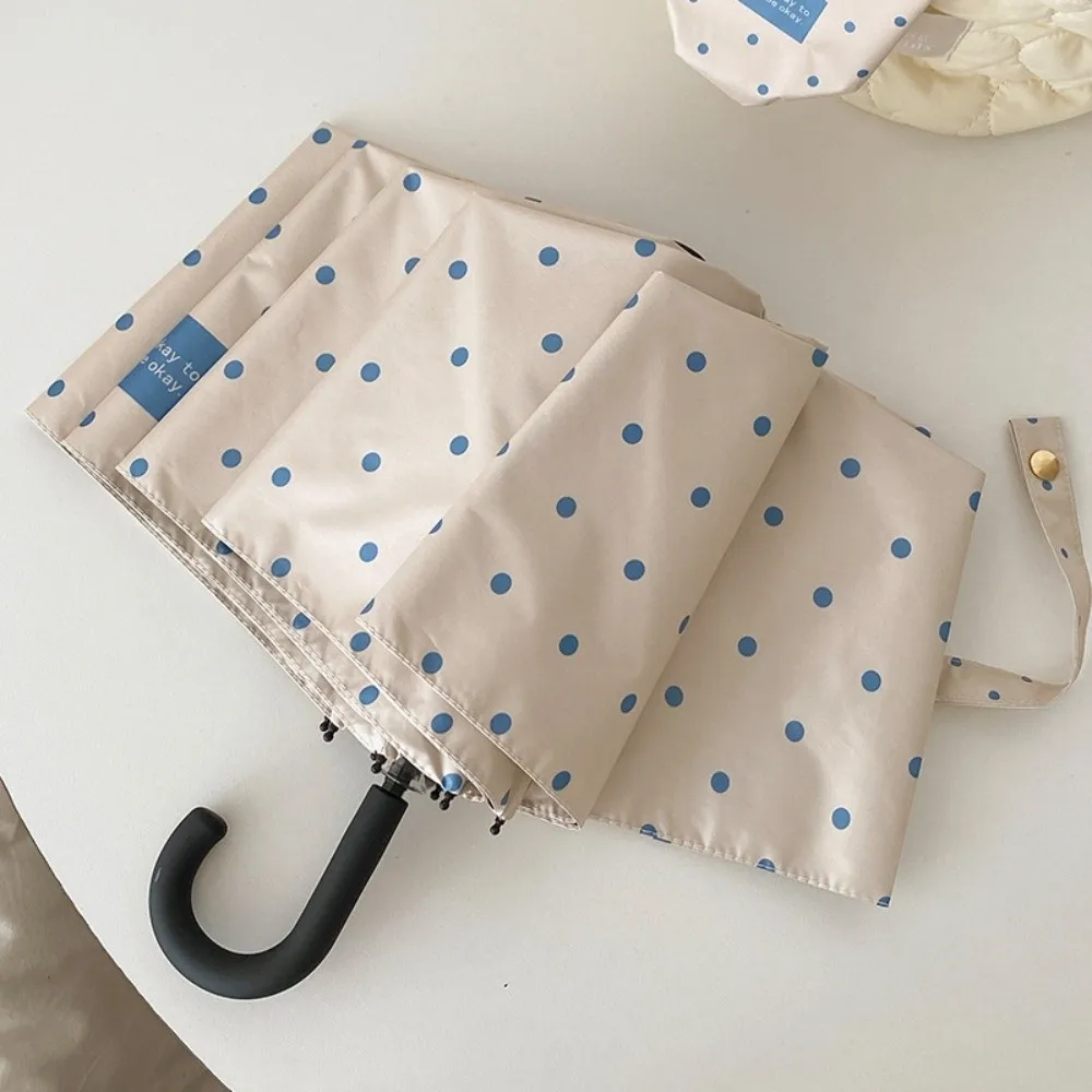 

Стильный зонт с U-образной ручкой в горошек, легкий, двойного назначения (от солнца и дождя), 8 спиц, ручное складывание, для улицы