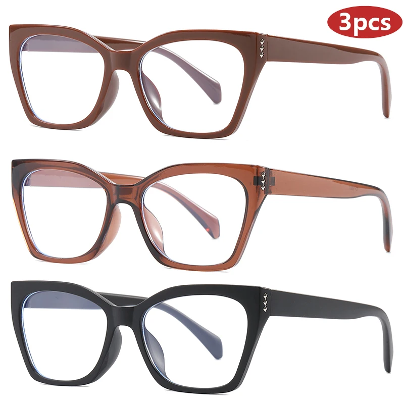 المشي لمسافات طويلة التخييم 3 قطع عين القط مكافحة ضوء النظارات الإطار النساء الرجال أزياء متعدد الألوان النظارات المضادة للضوء الأزرق مرآة مسطحة للجنسين