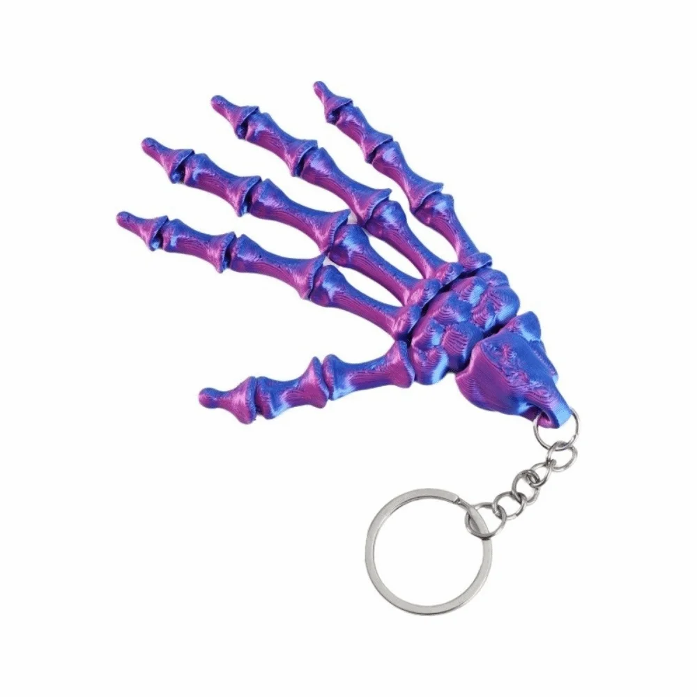 Creative Skeleton Hand Keychain Novelty Handmade Skull Hand Key Ring 3D Printed Miniature Luminous Skull Palm Keychain Desk