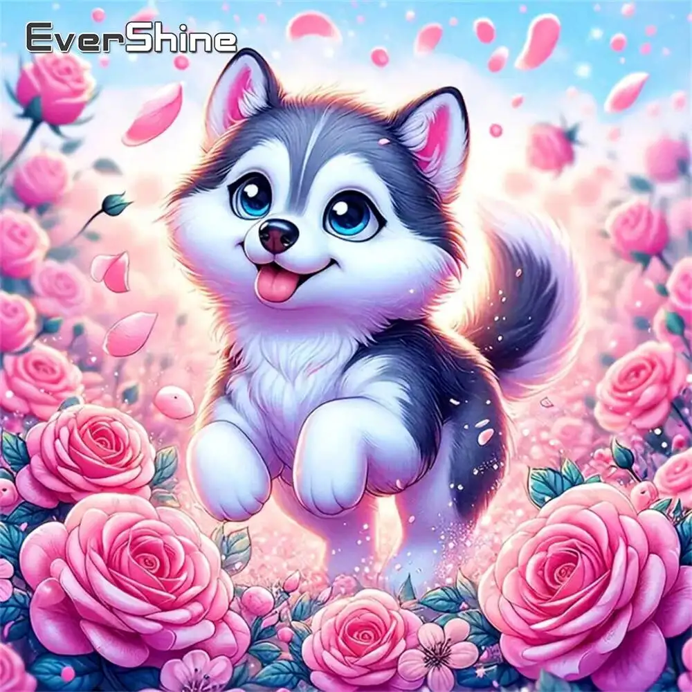 Evershine 5D DIY Diamant Mosaik Hund Tier Cartoon Strass Bilder Malerei Kamelie Blume Neue Sammlung Dekor Für Zuhause