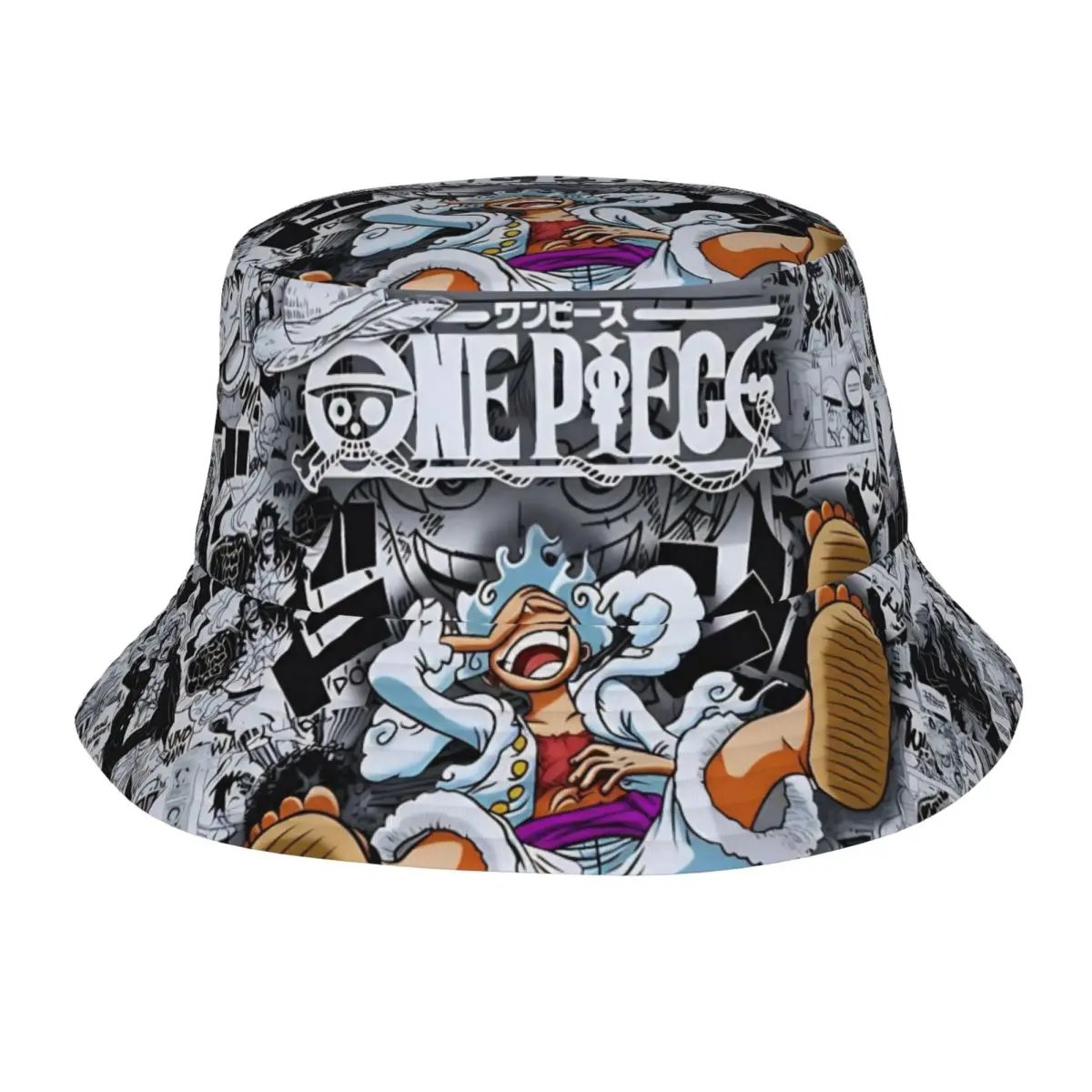 One Piece Monkey D. Luffy Gear Bucket Hats Sommer-Kopfbedeckung, Zubehör, Anglerhut für Camping, Damen, Herren, Boonie-Hut