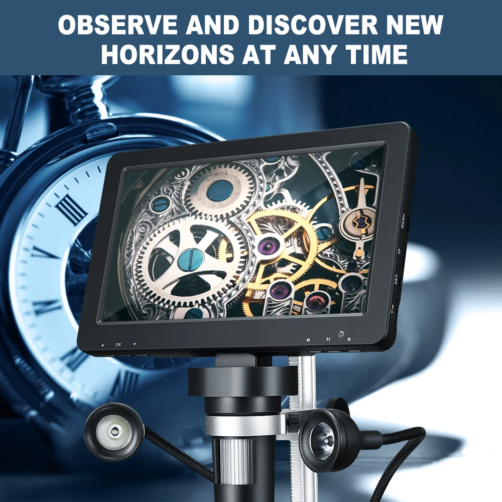 12MP HD 7'' Screen 1200x Digital Microscope HD Display Industrial Magnifier 1080P with 8 LED lights Multilanguages