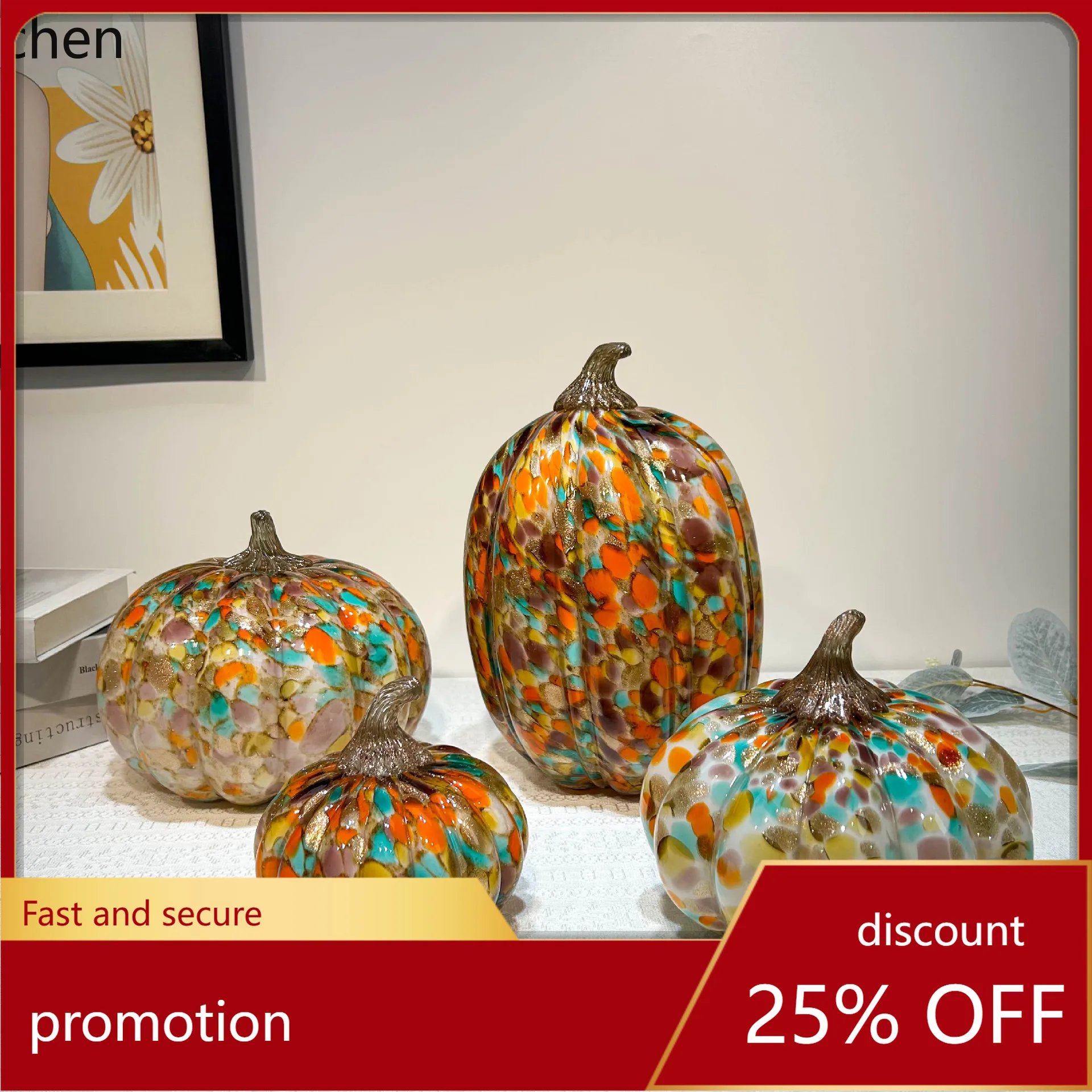 

CZ Modern Handmade Glass Pumpkin Art Ornament High-End Exquisite Desktop Entryway Cabinet Decorative Ornament
