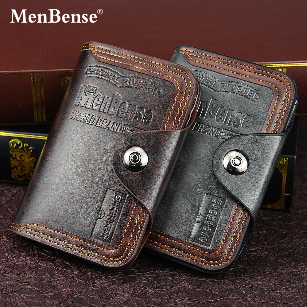 

MenBense Genuine new men's wallet short fashion casual magnetic buckle enterprise bag, large capacity three-fold enterprise bag