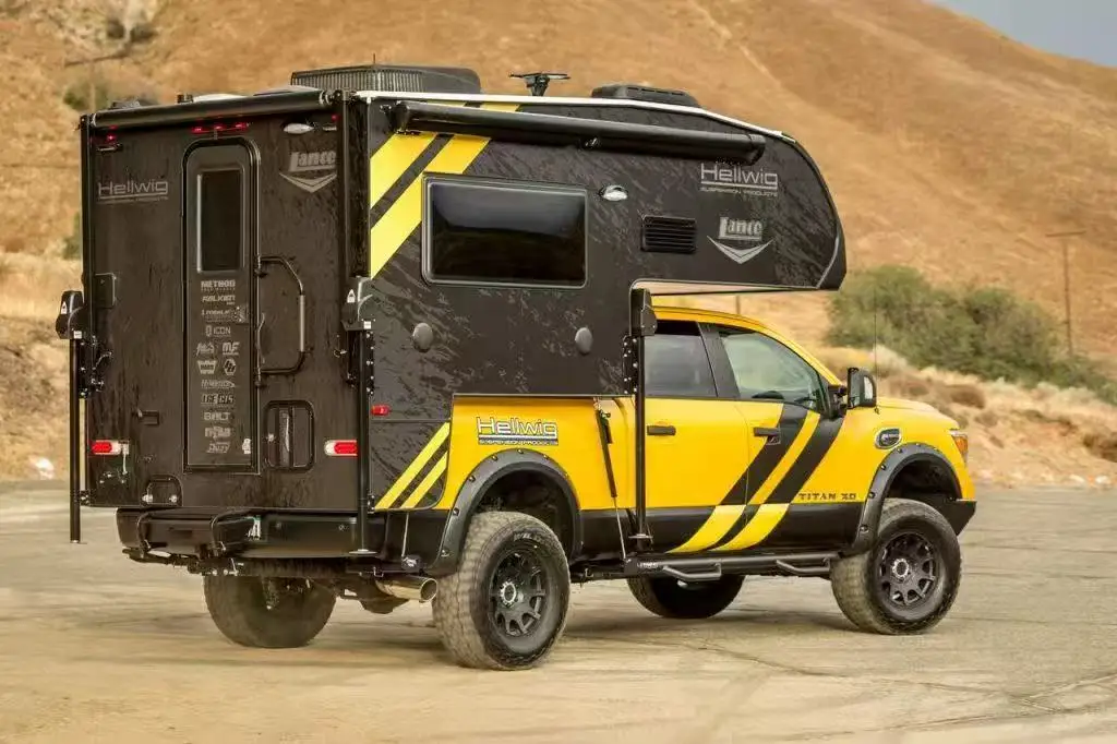4X4 Slide-In Mini Caravan Pick-Up Truck Camper 4 Person Waterproof Expanded Foldable Roof Lightweight Rooftop Awning & Tent