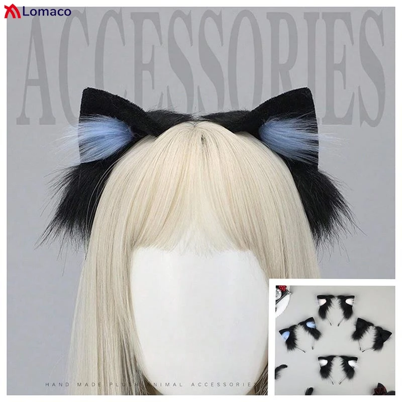 Cat Ears Headband for Women Cartoon Black Plush Hair Band Anime Cosplay Props Cute Hairband Headwear Girls Hair Accessories