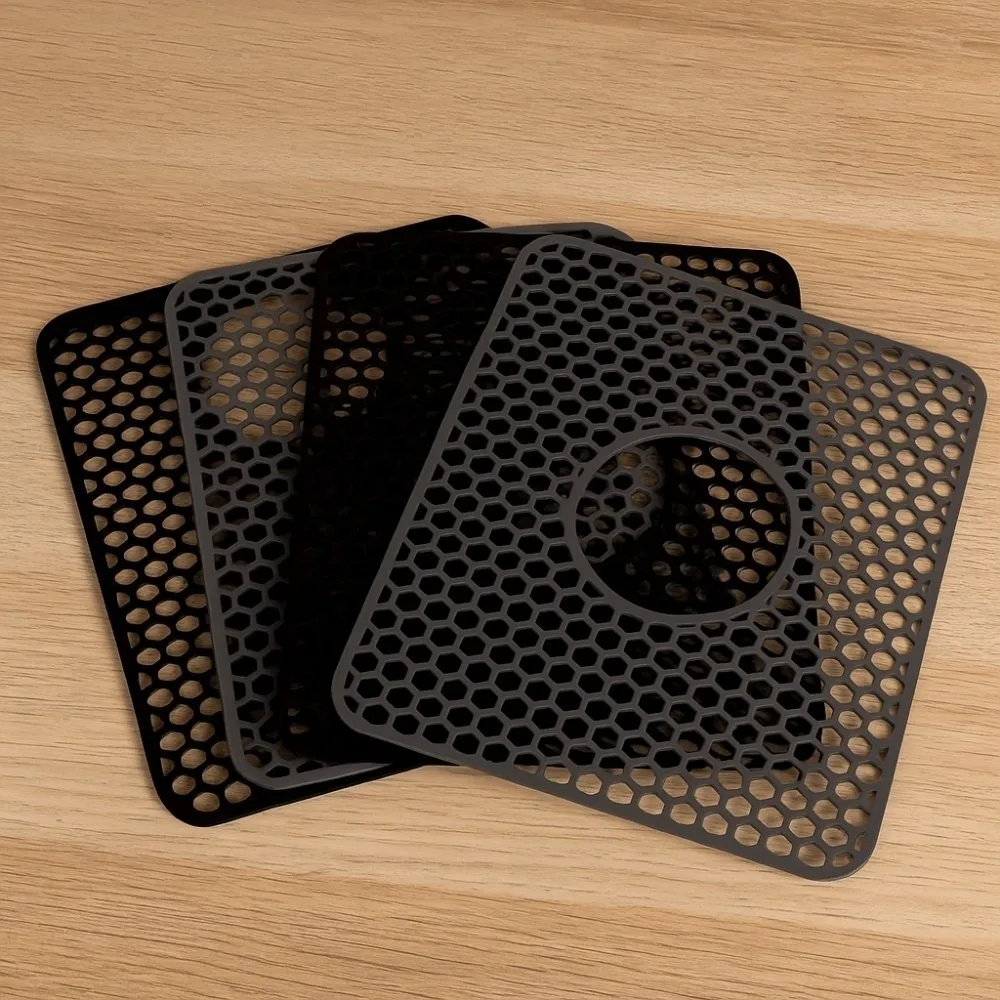 

Hollow Design Silicone Dishes Drying Mat Quick Drain Heat-Resistant Heat Insulation Drain Pad Non-Slip Foldable Kitchen Sink Mat