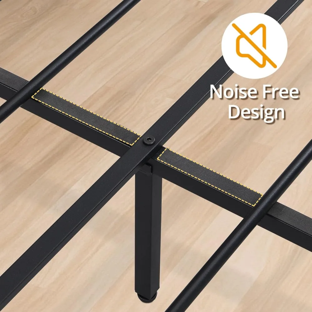 سرير بمنصة مزدوجة الحجم، إطار سرير معدني حديث مع لوح رأسي، USB، أضواء LED ومساحة تخزين تحت السرير، سرير معدني فردي Fra #6