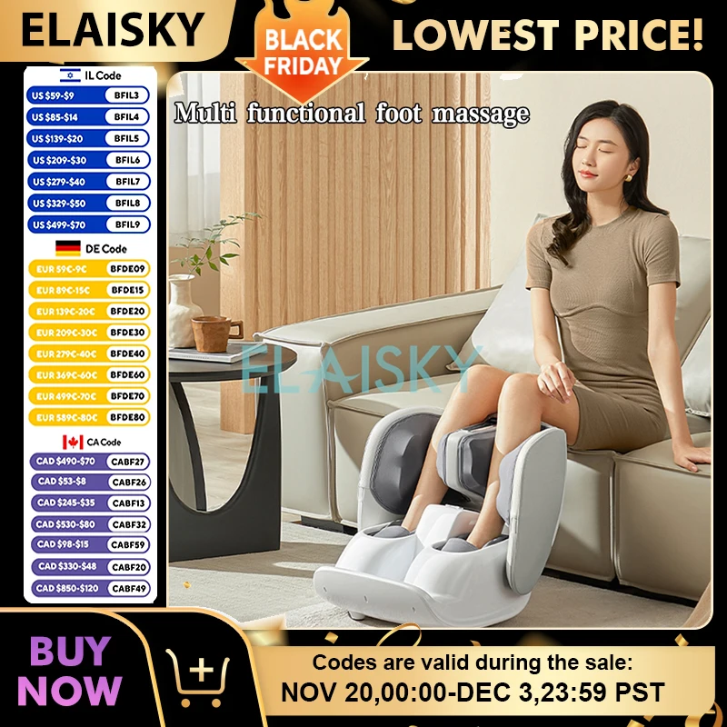 

Electric Foot Calf Massager Machine Air Compression Rolling Heat Vibrate Kneading Leg Relaxing Massager Fits For Relaxation 220V