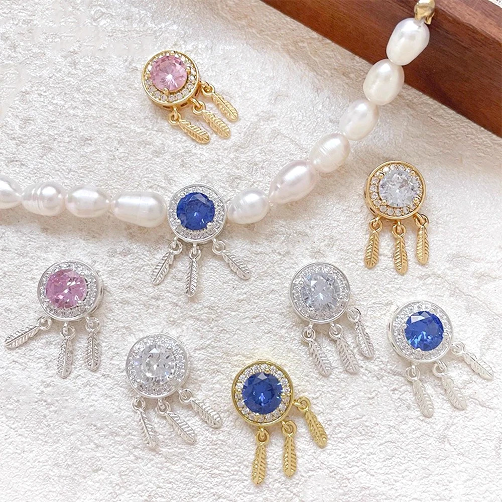 2 Pieces Brass Plated with Genuine Gold Exquisite Pendant with Zircon Tassel Inlay DIY Jewelry Making Accessories Materials