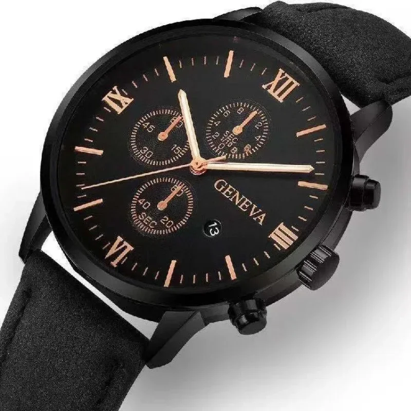 1pc Schwarz Quarzuhr Männer Römischen Zifferblatt Uhr Mode Runde Datum Quarzuhr für Sport Relogios Masculino Uhren Para hombres