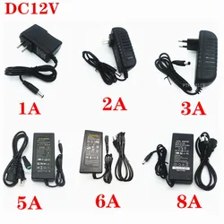 5050 2835 LED 스트립용 전원 공급 어댑터, AC110, 220V, 변압기 2A, 3A, 5A, 8A, DC 5V, 12V, 24V, 미국, EU, 영국, AU 플러그