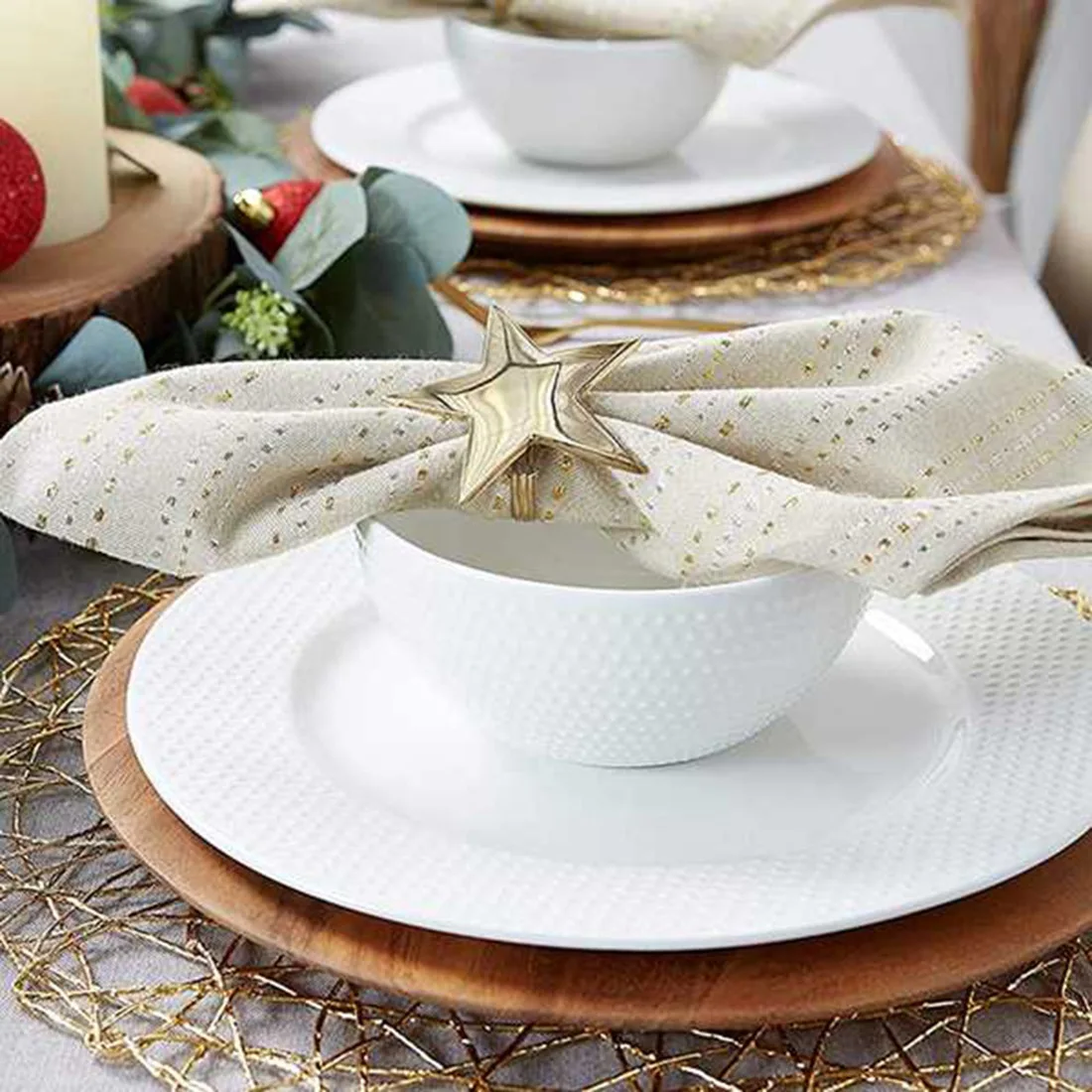 12 Pcs Five-Pointed Star Napkin Ring,Christmas Napkin Ring Suitable for Holiday Parties,Dinners,Wedding Receptions,Etc