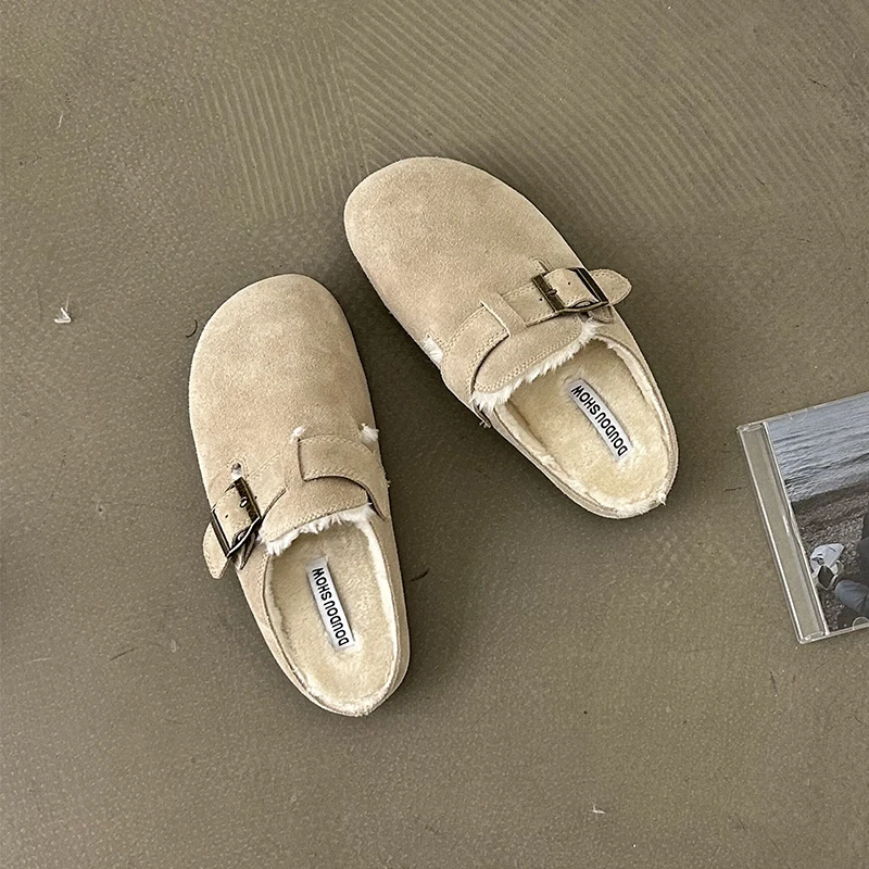 

ZOOKERLIN New Boston Clogs Slippers For Women Men Cork Footbed Sandals Females Suede Mules Slides With Arch Support Beach Shoes