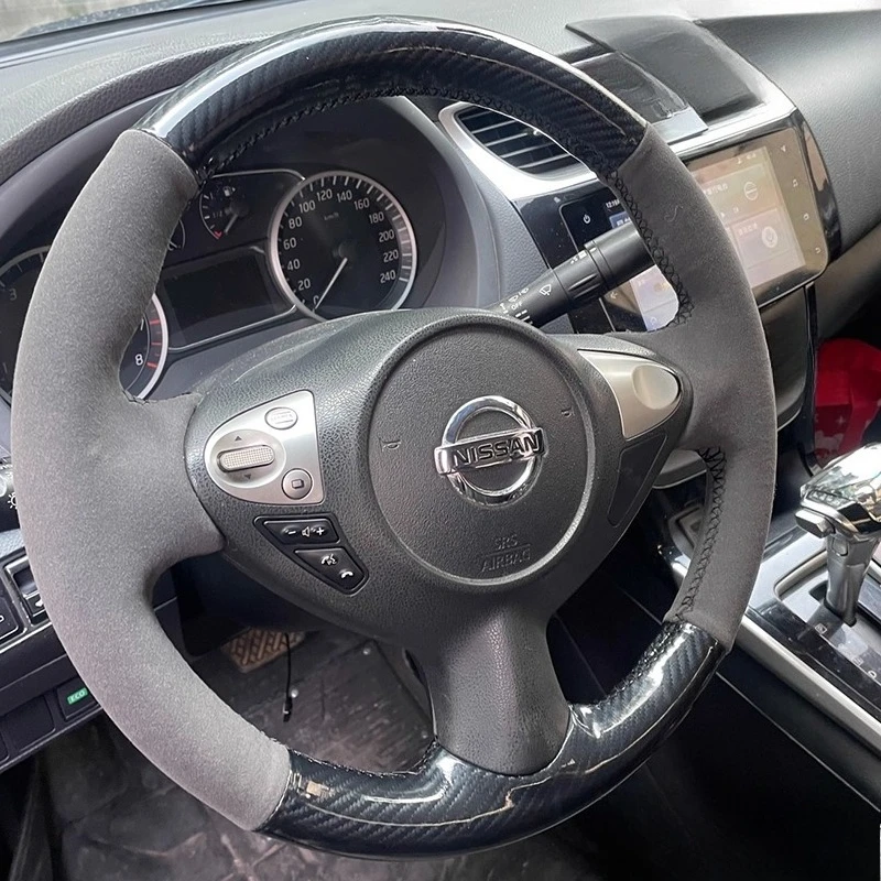 

Hand Stitched non-slip Carbon Fiber suede Car Steering Wheel Cover For Nissan Maxima 2009-2014 Juke 370Z Note (UK)