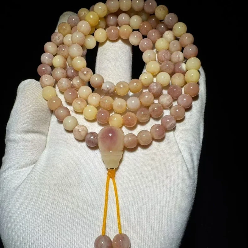 Natural camel bone multi-loop bracelet in original color, feels like jade, rich in texture and pattern, suitable for gifting or