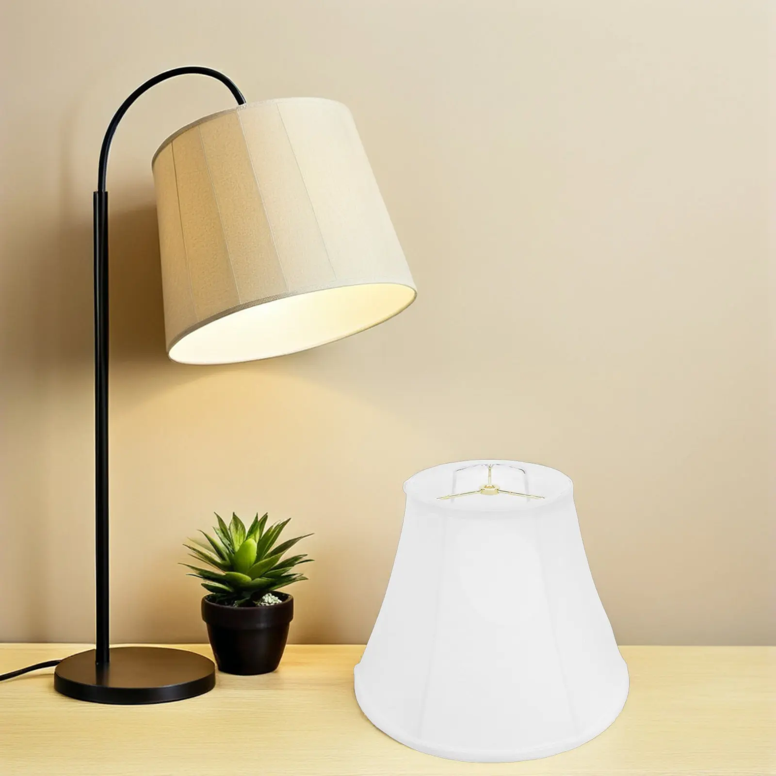 Linen Bell Lamp Shade Foldable 13x9x7 Tapered Lampshade Decorative Cover for Living Room Bedroom Table Floor Lights