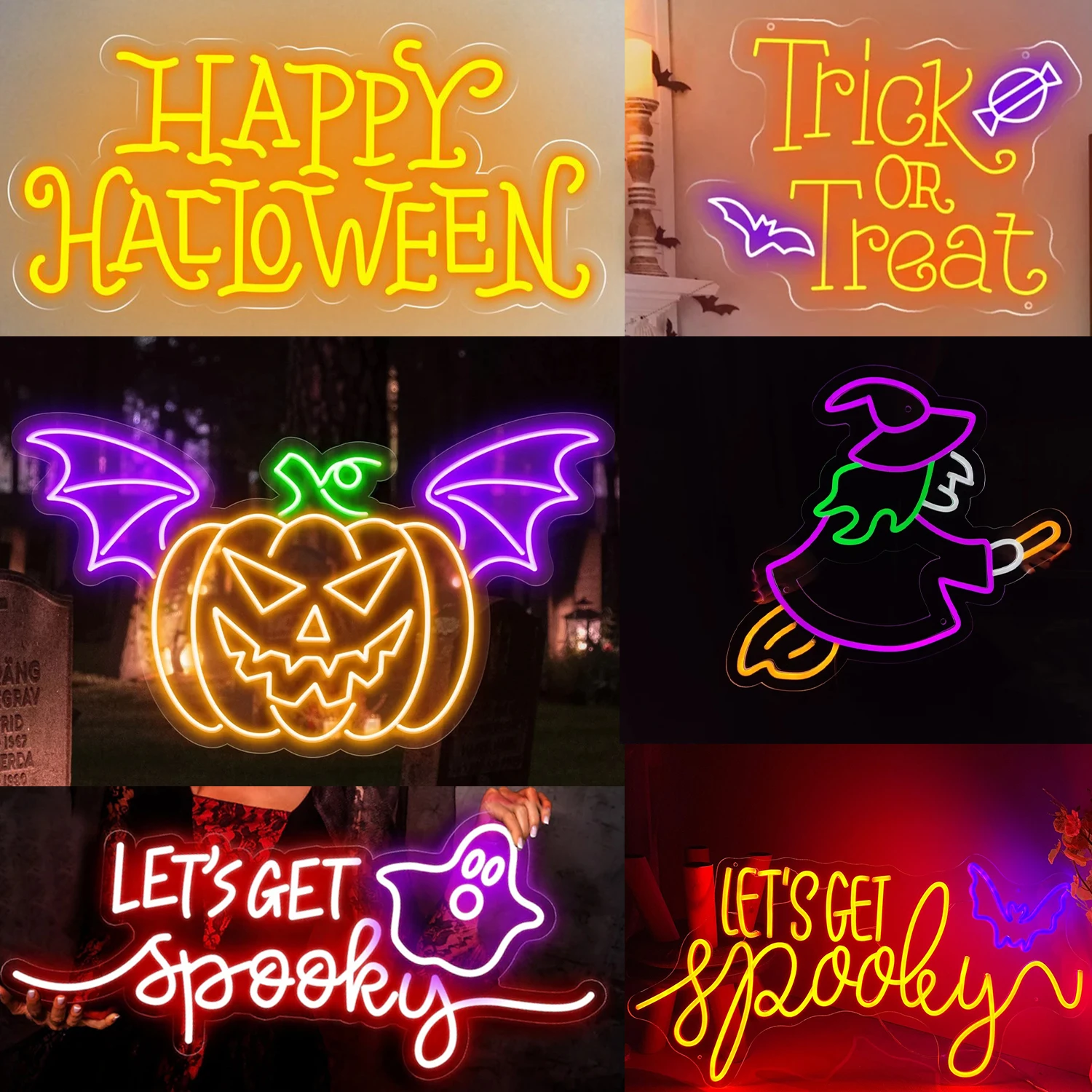 Halloween Neon Sign Halloween Party Decorations Dimmable Led Light Neon Sign For Home Bar Room Spooky Wall Decor Halloween Gift