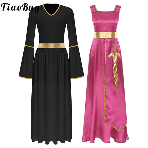 Traje de baile de alabanza litúrgica para mujer, vestidos de actuación de adoración en la Iglesia, bata sin mangas, Maxi vestido tipo túnica con vestido de manga larga