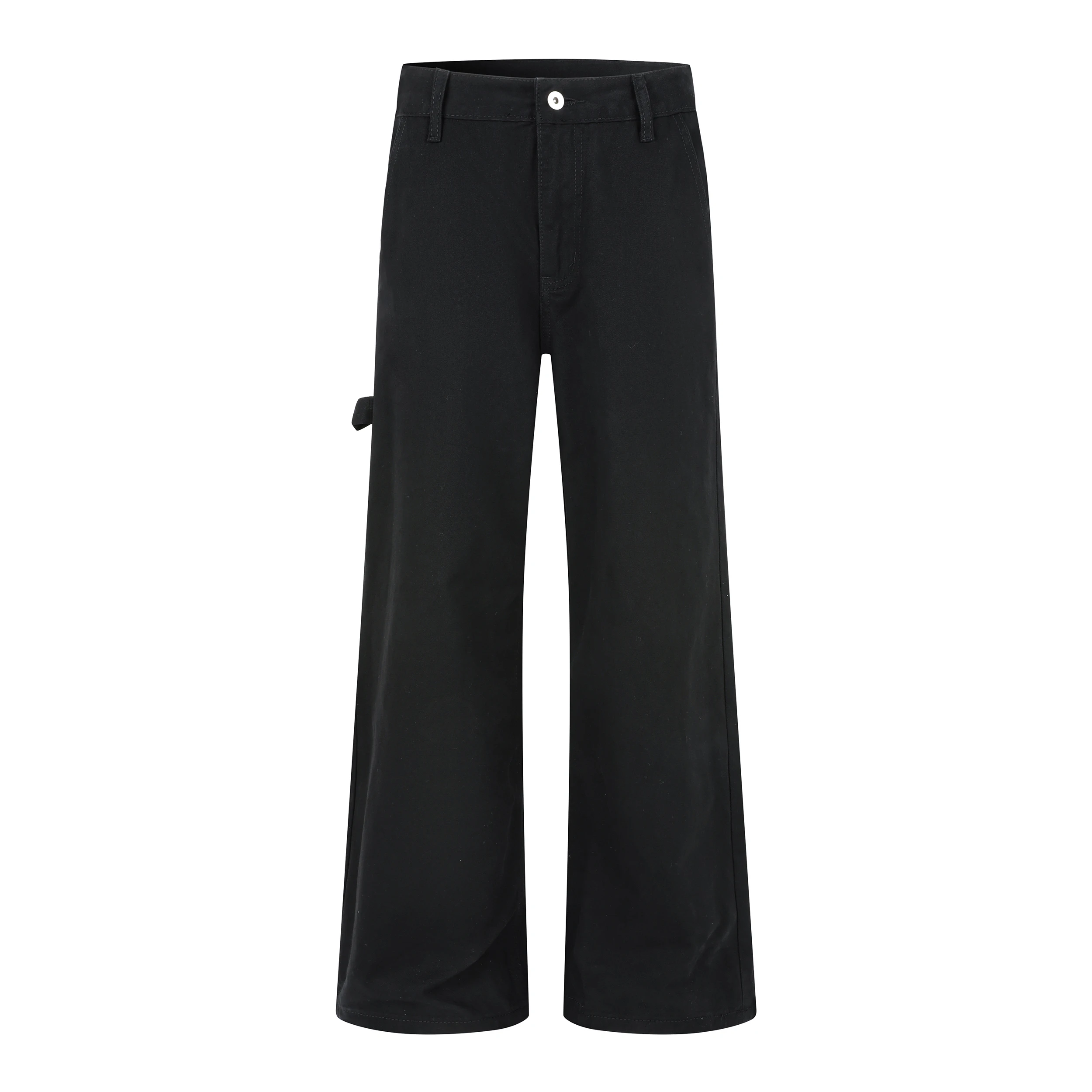 Mens Carpenter Jeans Baggy Black Blue Straight Cargo Workwear Denim Pants Washed Streetwear Slim Flare Trousers Side Pockets