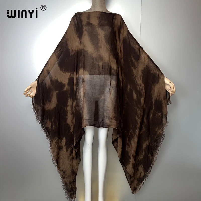 

WINYI tie-dye dress Beachwear sexy top dress elegant beach cover up kaftan maxi dresses womens abaya dubai luxury muslim woman