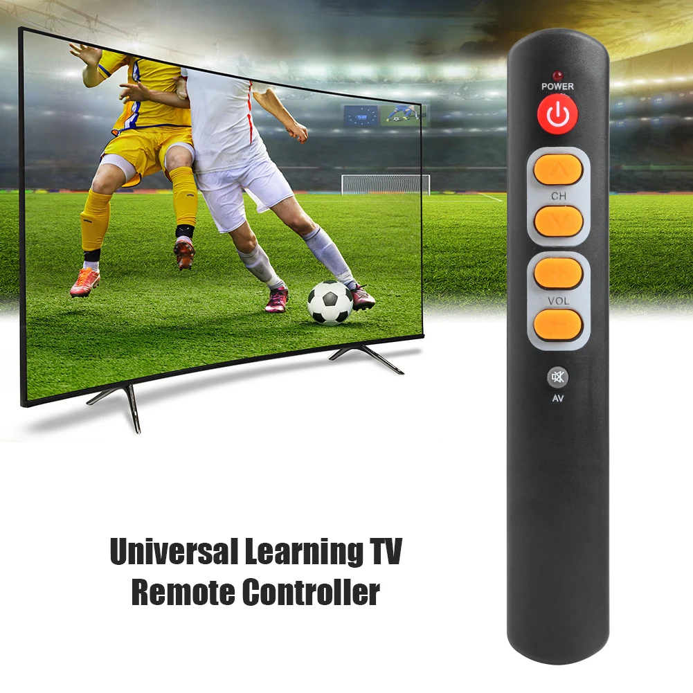 1/2PCS Universal Learning TV Remote Control Copy IR Remote 6 Big Yellow Button Controller for Smart TV Box STB DVD DVB VCR