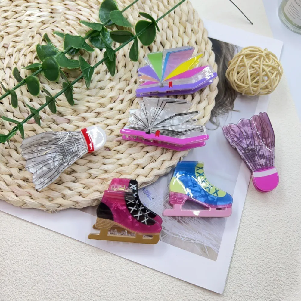 

Simple Badminton Hair Claw Sports Style Korean Style Roller Skates Shark Clip Ponytail Holder Headwear Book Shape Hair Clip