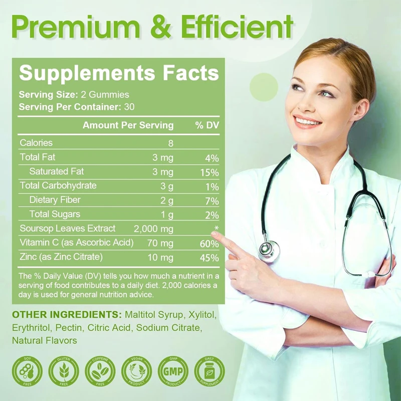 Supplément g de NeutrGraviola acide naturel, 2000mg, adapté aux hommes et aux femmes, immunisé, britannique et énergétique