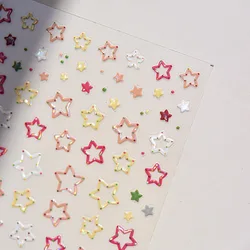 1pcs 5D Kawaii Shiny Star Nail Stickers Glitter Pentagram Adhesive Slider Nail Art Decorations Stickers Decals DIY Accessories