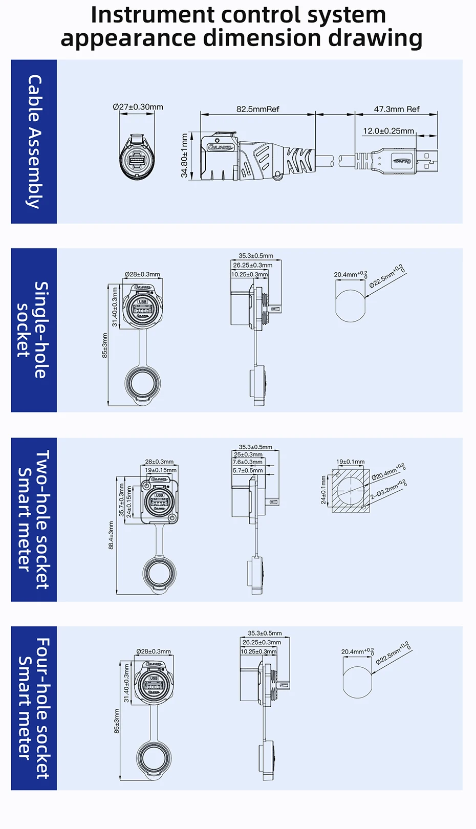 CNLINKO M20 IP68 USB 2.0/3.0 Wasserdichte Buchse – Panelmontage, 5 Gbit/s Schnelles Laden/Synchronisieren für Industrie- und Outdoor-Geräte – Detail 13