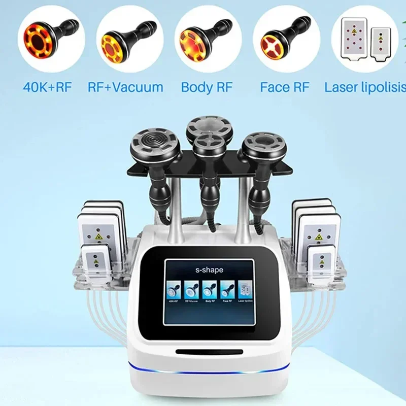 Máquina de Adelgazamiento 5 en 1 con Cavitación Ultrasónica 40K, Radiofrecuencia, Láser, 8 Pads, Lipo Láser, Pérdida de Grasa, Moldeamiento Corporal, Sharon Spa