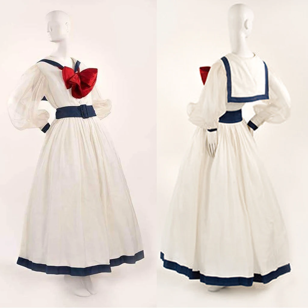 

1900S Victorian Costume Ball Gown Retro White Sailor Dress Women Retro Evening Dress Custom Made