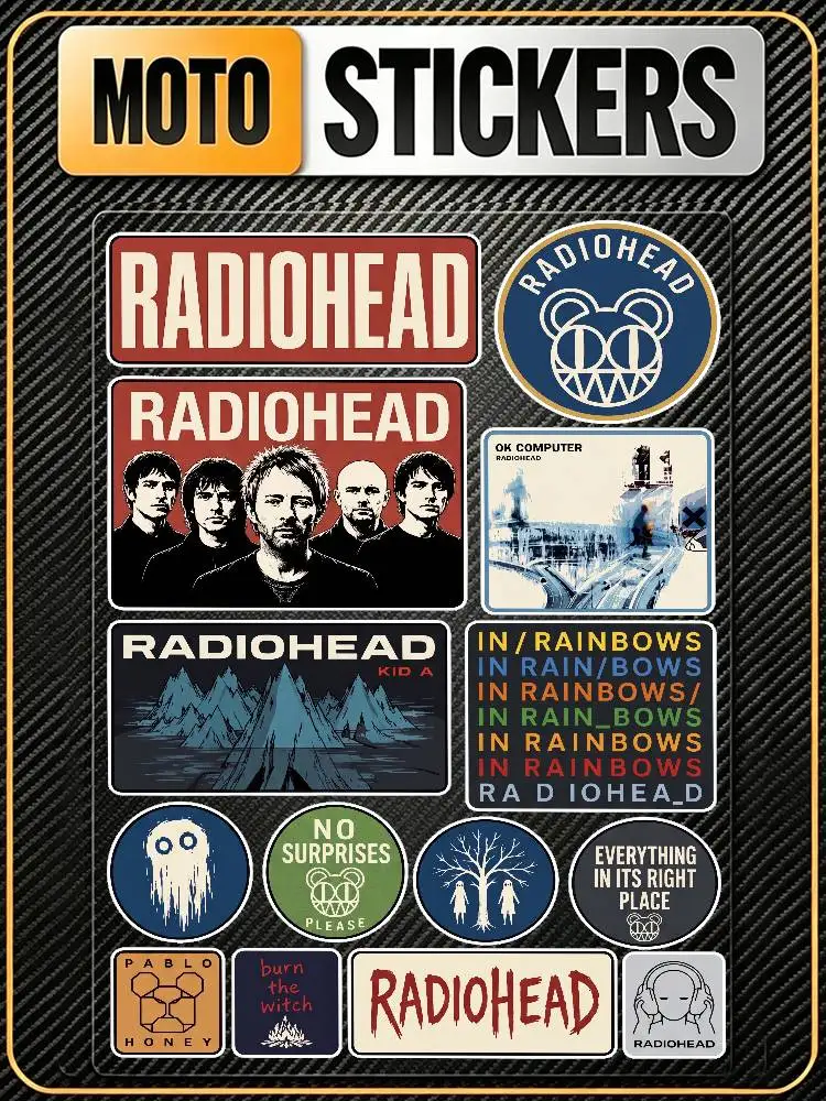 Radiohead Universal Waterproof Reflective Decorative Decals Scratch Hide For Car Motorcycle Helmet Fridge