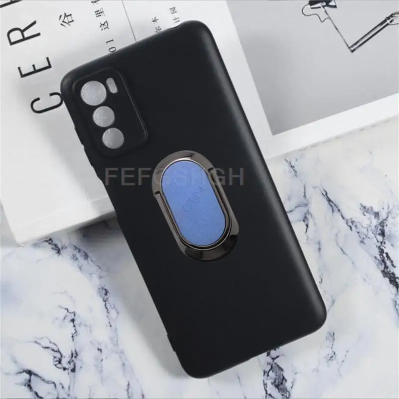 For Motorola Moto G52j G62 G42 5G 2022 Back Ring Holder Bracket Phone Case Smartphone TPU Soft Silicone Cover