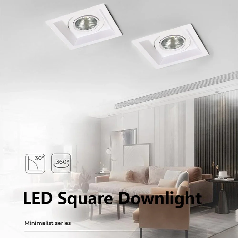 Full Spectrum Technology Sunlight 3CCT selected Via Wall Switch 4inch 9W 12W 15W Square Recessed Downlight with Junction Box