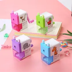 Taille-crayon pointu pour les élèves du primaire, animal de dessin animé mignon, machine à trou unique, outils de coupe manuels