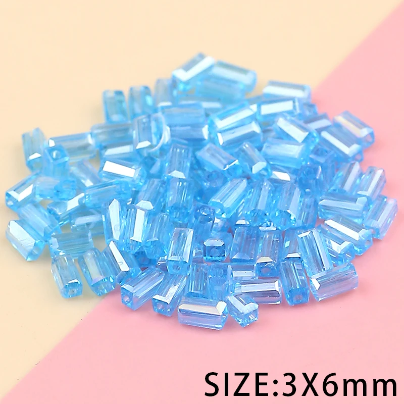 High-grade exquisite Austrian rectangular crystal bead 3x6 mm 80 ~ 85pcs crystal glass pine bead jewelry DIY bracelet necklace