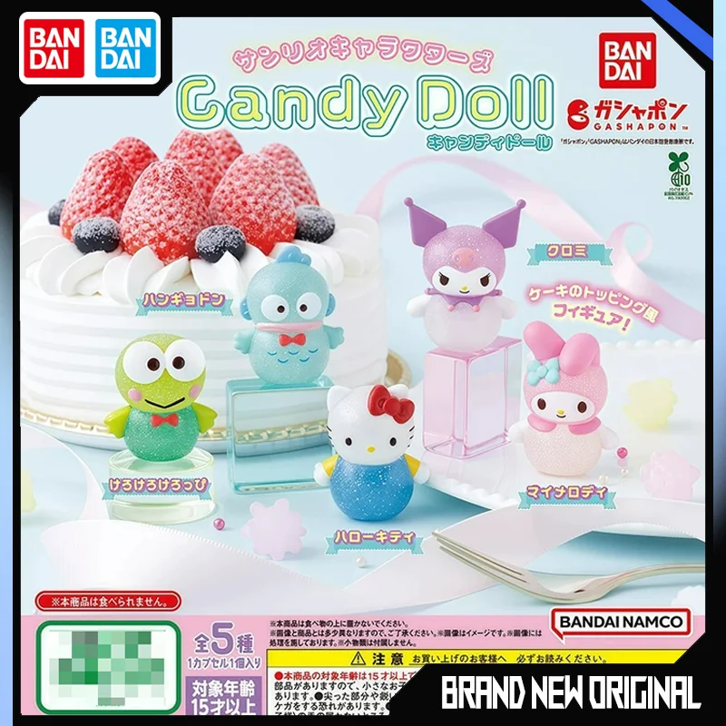 Muñeca de Caramelo Gashapon Original de Bandai con Personajes de Sanrio, Linda Hello Kitty, Melody, Kuromi, Hangyodon, Mini Figura Coleccionable con Brillantina