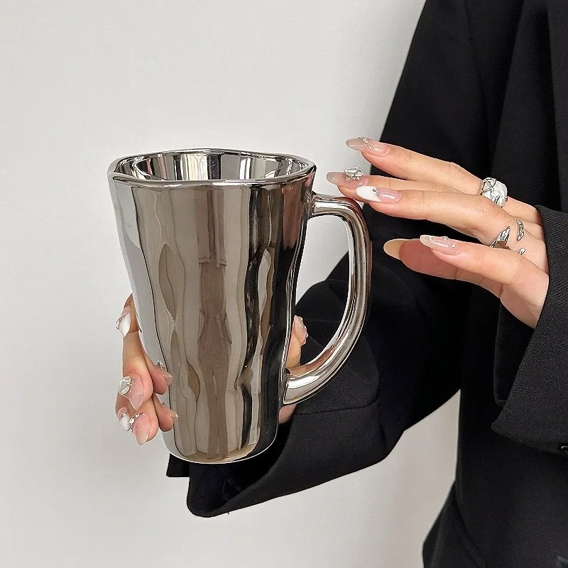 Two-piece Creative with handle cup, niche design household mug, high value atmosphere milk coffee water cup