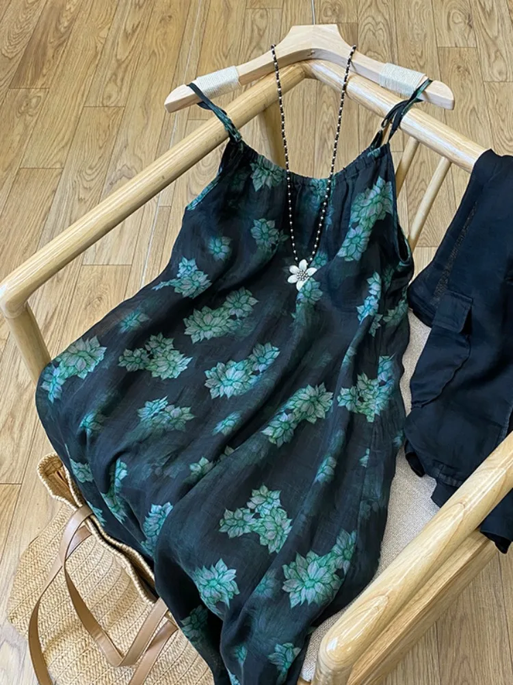 Cinturino estivo sottile in cotone e lino floreale retrò Dr Donna Anti-età Dimagrante Base di piccole dimensioni Svel Linen Dr