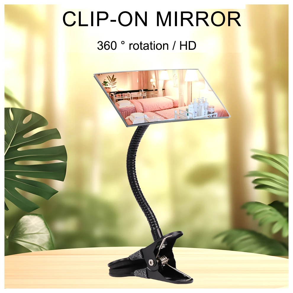 

Flexible Mirrors Clip on Computer Desk Beauty Makeup Mirror Clip on Light Space Saving Office Desktop Vanity Mirror With Clip