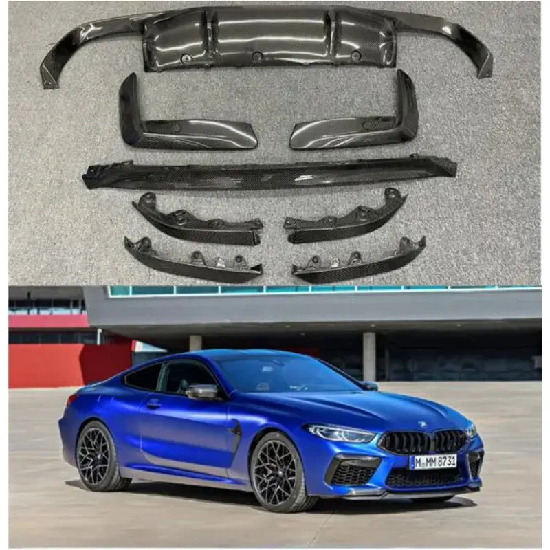 

For BMW F91 F92 F93 M8 2/4 Door 2020-2023 Real Carbon Fiber Bumper Front Lip Air Knife Rear Diffuser Side Skirt Spoiler Body Kit