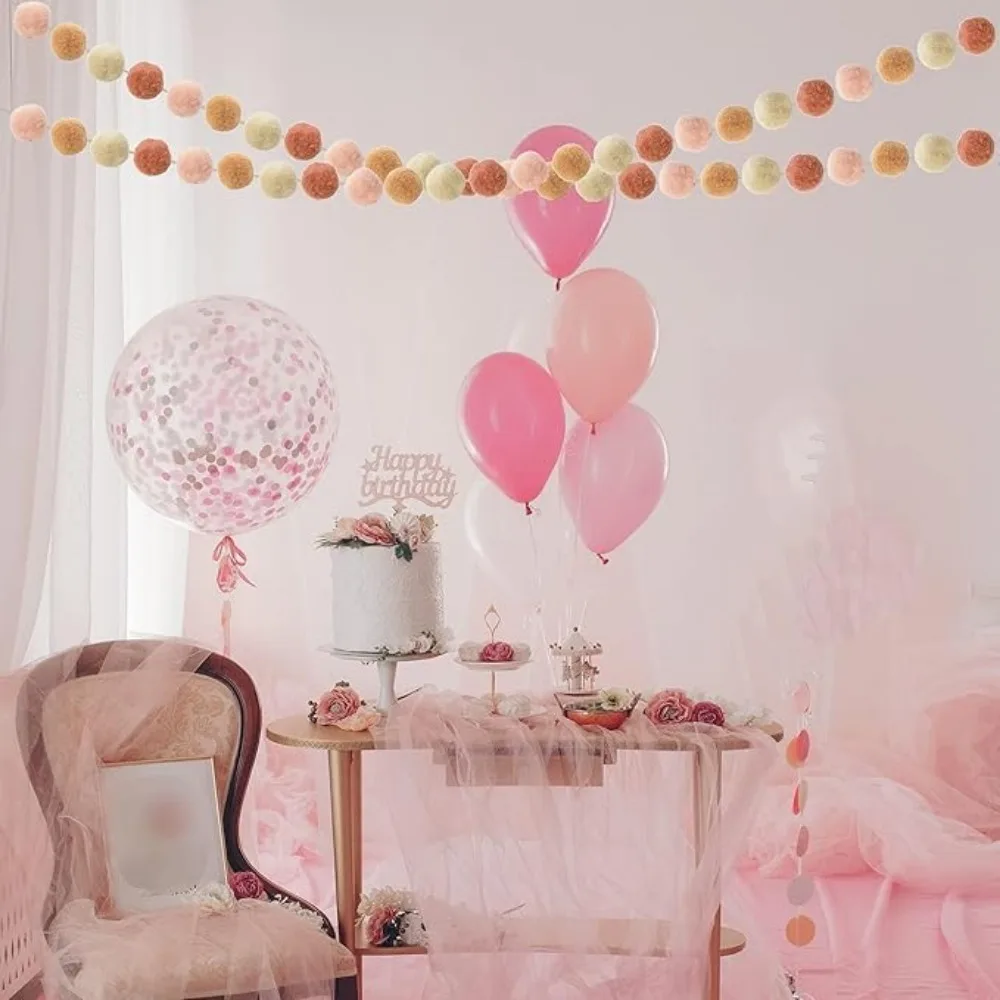 Felt Ball Garland - 9.8 Feet 36 Balls 4 Pastel Colors Pom Pom Decorations for Nursery and Celebrations view 6
