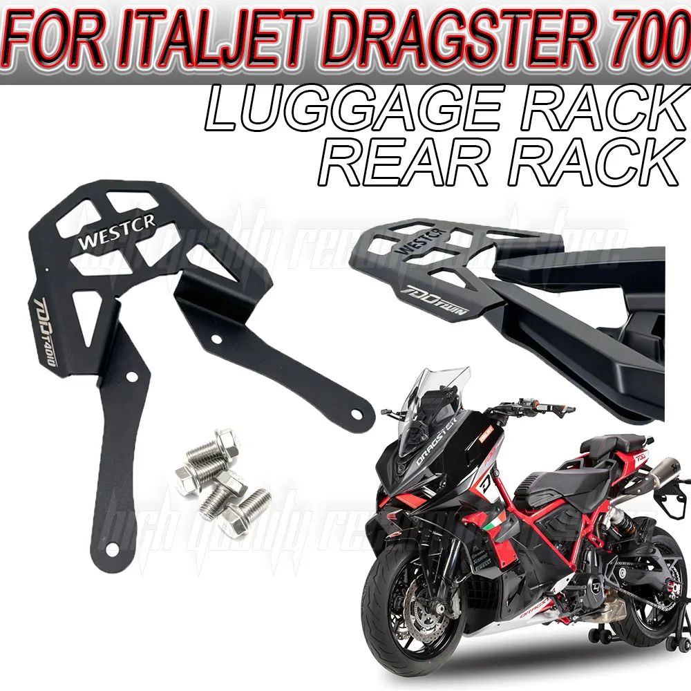 Italjet Dragster 700 Luggage Rack Dragster700 Dragster700 Rear Carrier Black Aluminum Mounting Bracket Kit