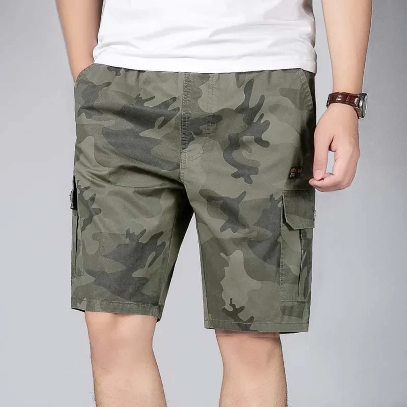 Pantalones cortos de camuflaje para hombre, Shorts informales hasta la rodilla, ropa de calle de Hip Hop, rectos, clásicos, de algodón, verano, 2024