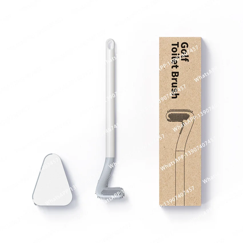Golf silicone long-handled toilet brush, bathroom rubber toilet brush, bendable TPR brush head, clean toilet
