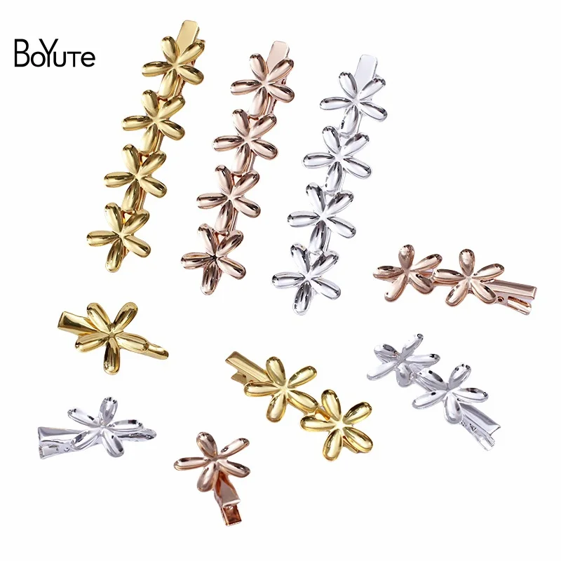 BoYuTe (20 Pieces/Lot) Metal Iron Five-Petal Flower Hair Clip Base Korean Style DIY Handmade Hair Accessories Materials