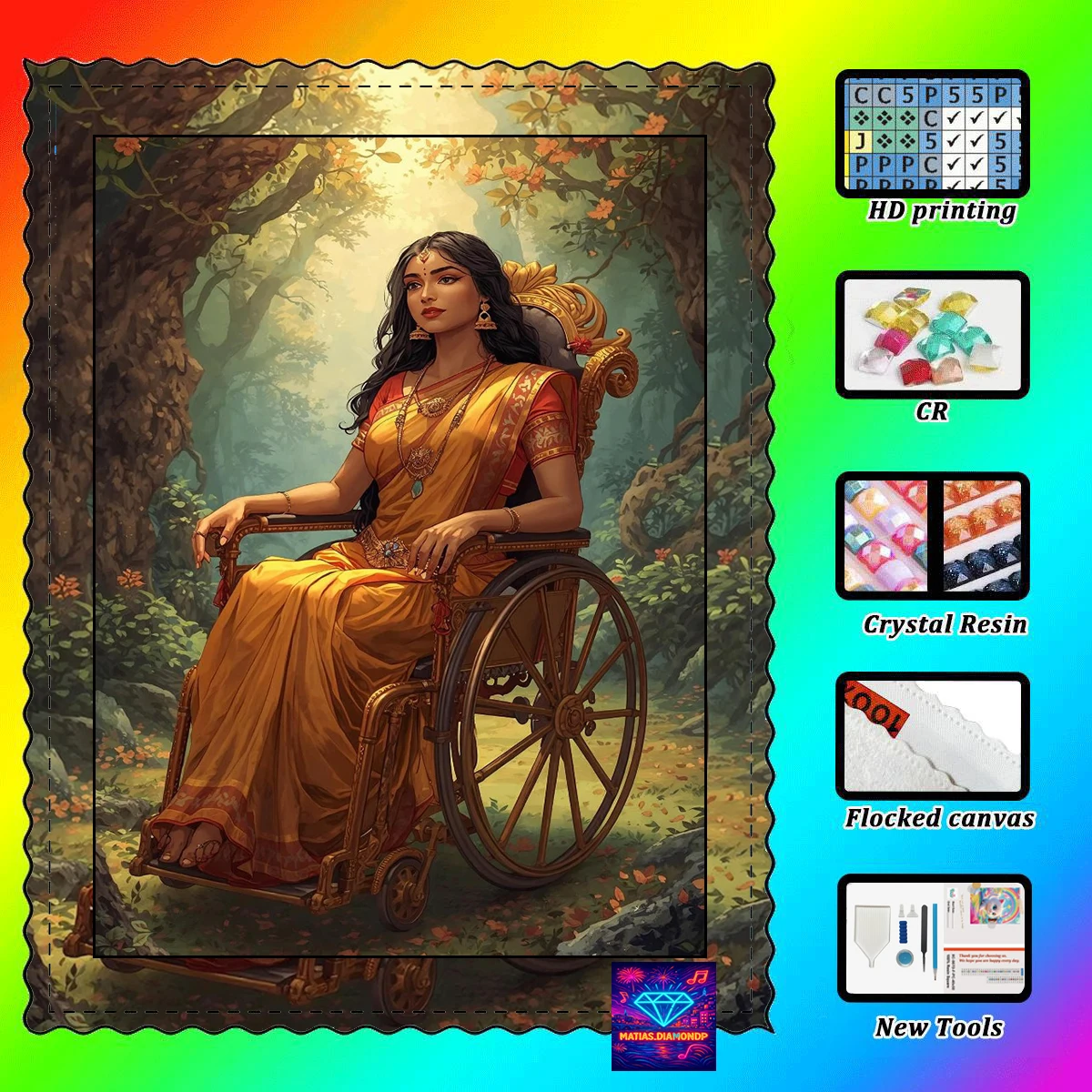 

【MATIAS DIAMOND ART】Wheelchair girl Resin Diamond AB Diamond Crystal Diamond Fairy Dust Diamond Painting